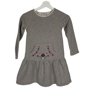 hanna andersson drop waist sweatshirt dress 130 embroidery